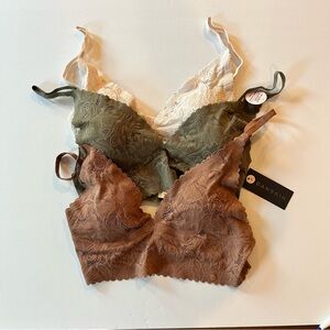 Danskin Lace Bra Invisible support w/removable cups. (3pk) NWT SZ M